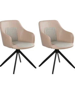 Sæt med 2 spisebordsstole LIKELY Kunstlæder Sand Beige