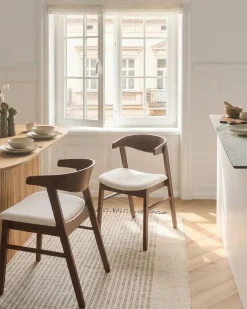Sæt med 2 spisebordsstole LILLY Mørkebrun/råhvid