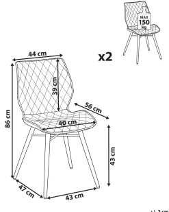 Sæt med 2 spisebordsstole LISLE Beige