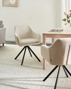 Sæt med 2 spisebordsstole LITHIA Boucle Lys Beige
