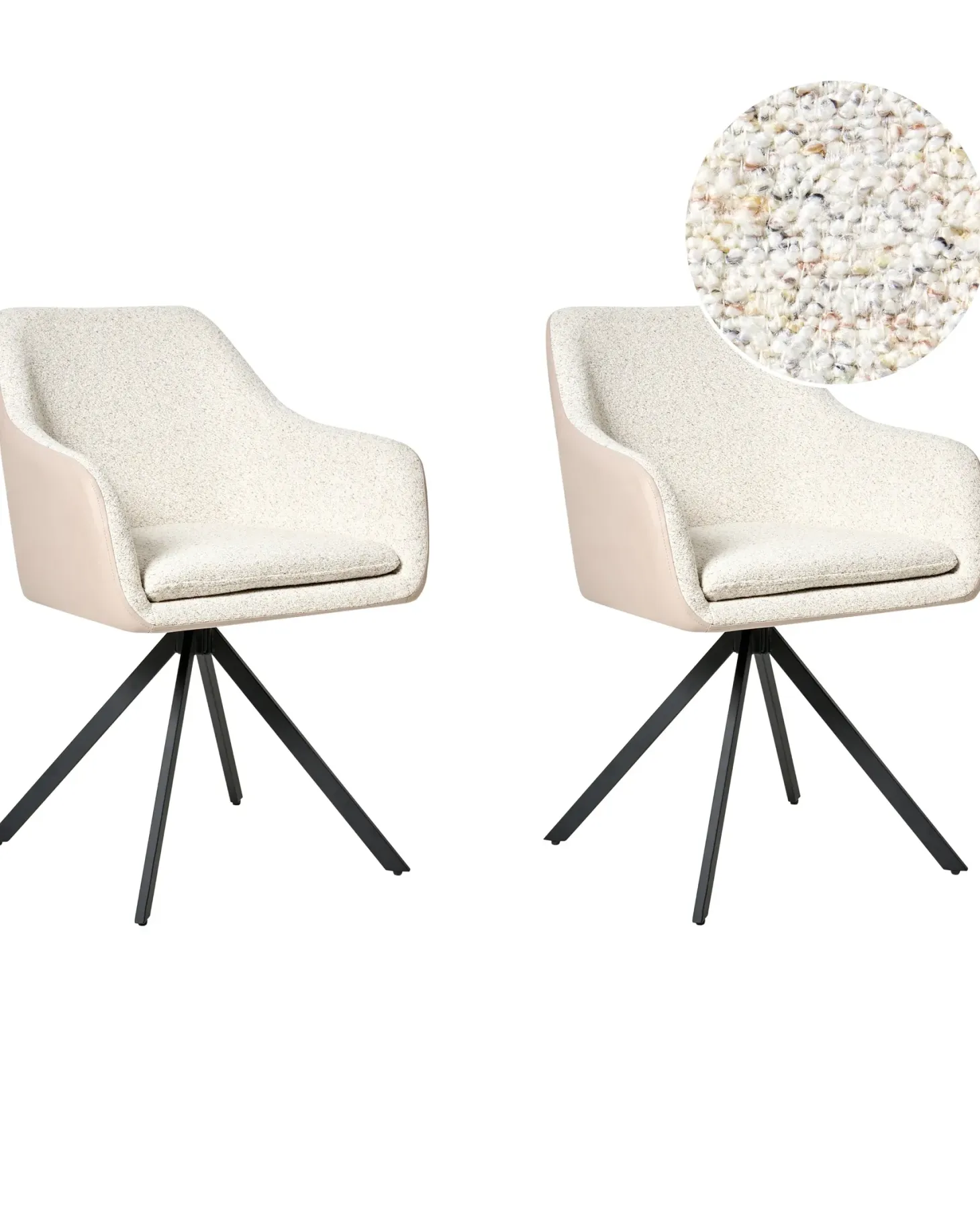 Sæt med 2 spisebordsstole LITHIA Boucle Lys Beige