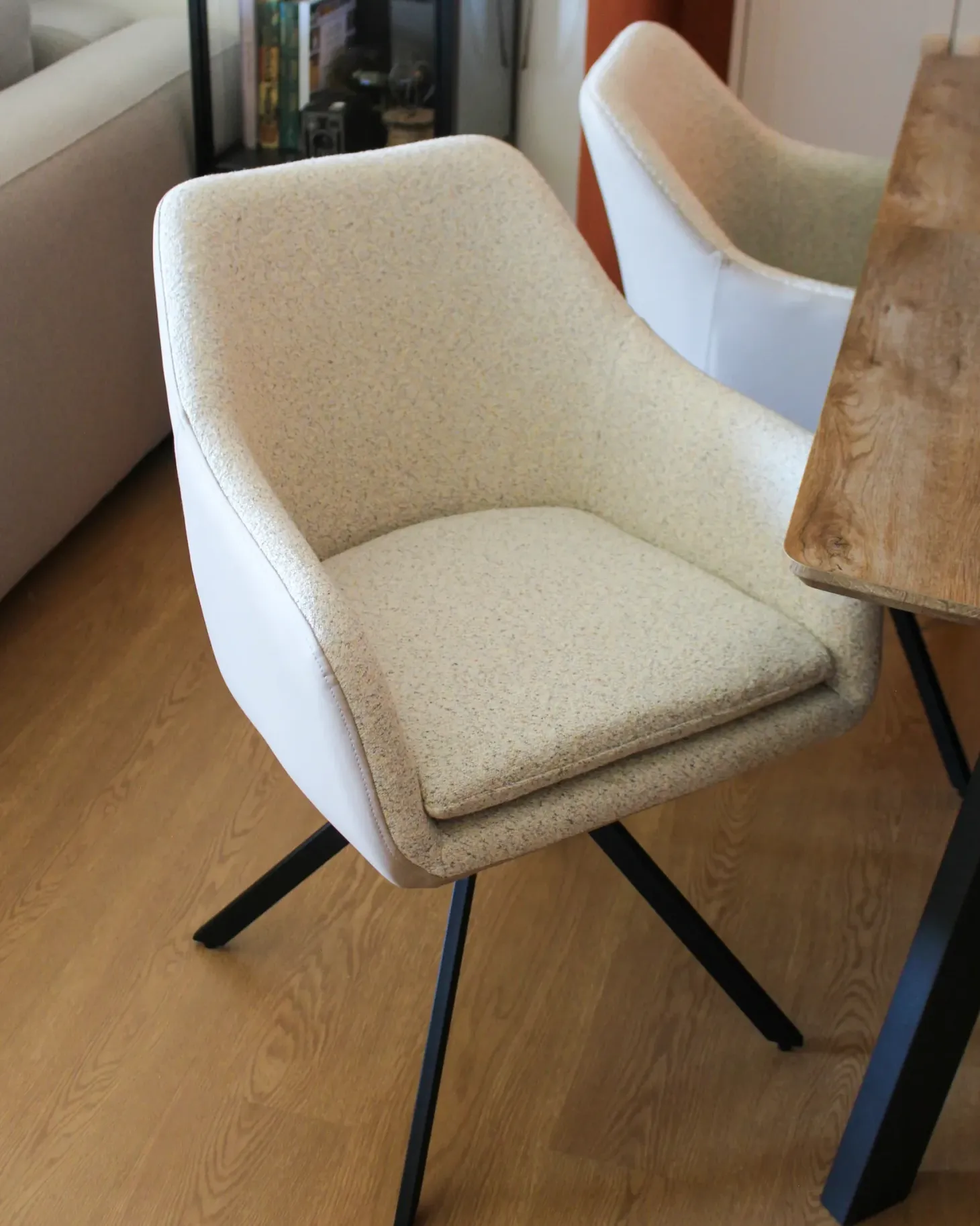 Sæt med 2 spisebordsstole LITHIA Boucle Lys Beige