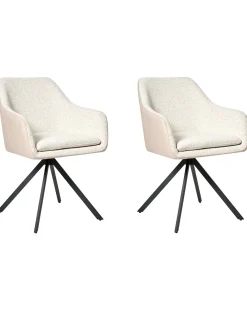 Sæt med 2 spisebordsstole LITHIA Boucle Lys Beige