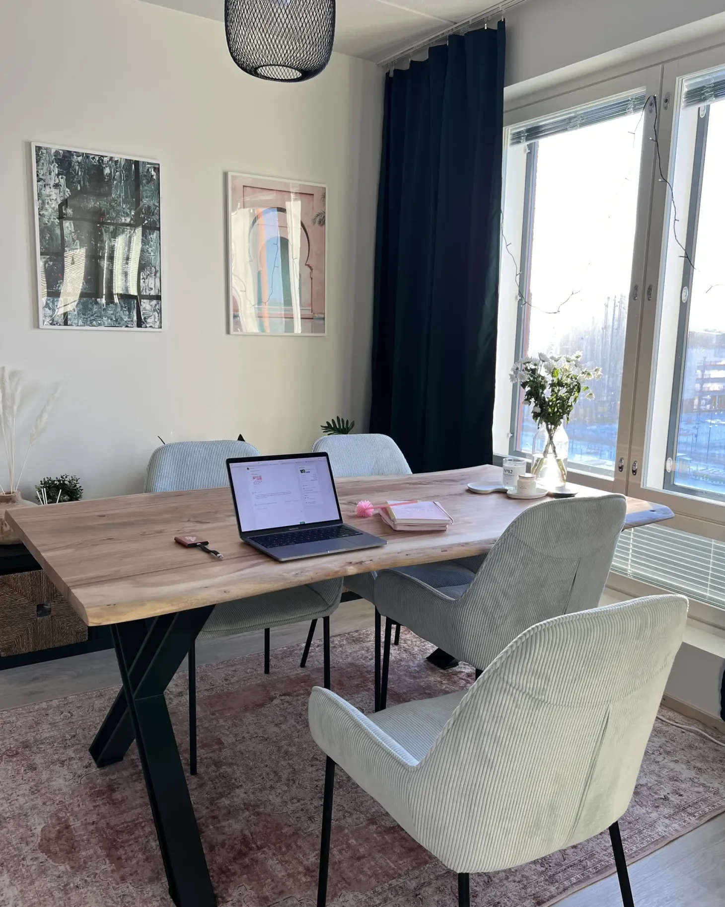 Sæt med 2 spisebordsstole LOVERNA Fløjl Mintgrøn