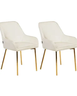 Sæt med 2 spisebordsstole LOVERNA Velour Cremehvid