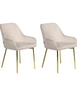 Sæt med 2 spisebordsstole LOVERNA Velour Beige