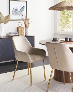 Sæt med 2 spisebordsstole LOVERNA Velour Beige