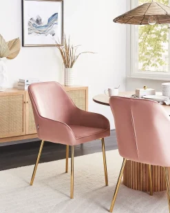 Sæt med 2 spisebordsstole LOVERNA Velour Lyserød