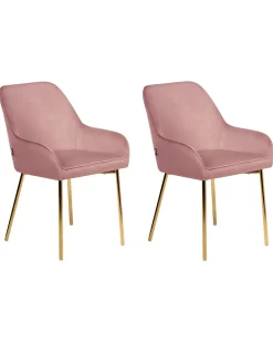 Sæt med 2 spisebordsstole LOVERNA Velour Lyserød