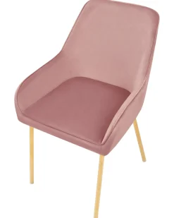 Sæt med 2 spisebordsstole LOVERNA Velour Lyserød