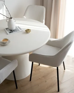 Sæt med 2 spisebordsstole LOVERNA Fløjl Cremehvid