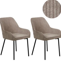 Sæt med 2 spisebordsstole LOVERNA Fløjl Beige