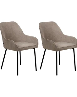 Sæt med 2 spisebordsstole LOVERNA Fløjl Beige