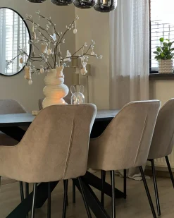 Sæt med 2 spisebordsstole LOVERNA Fløjl Beige
