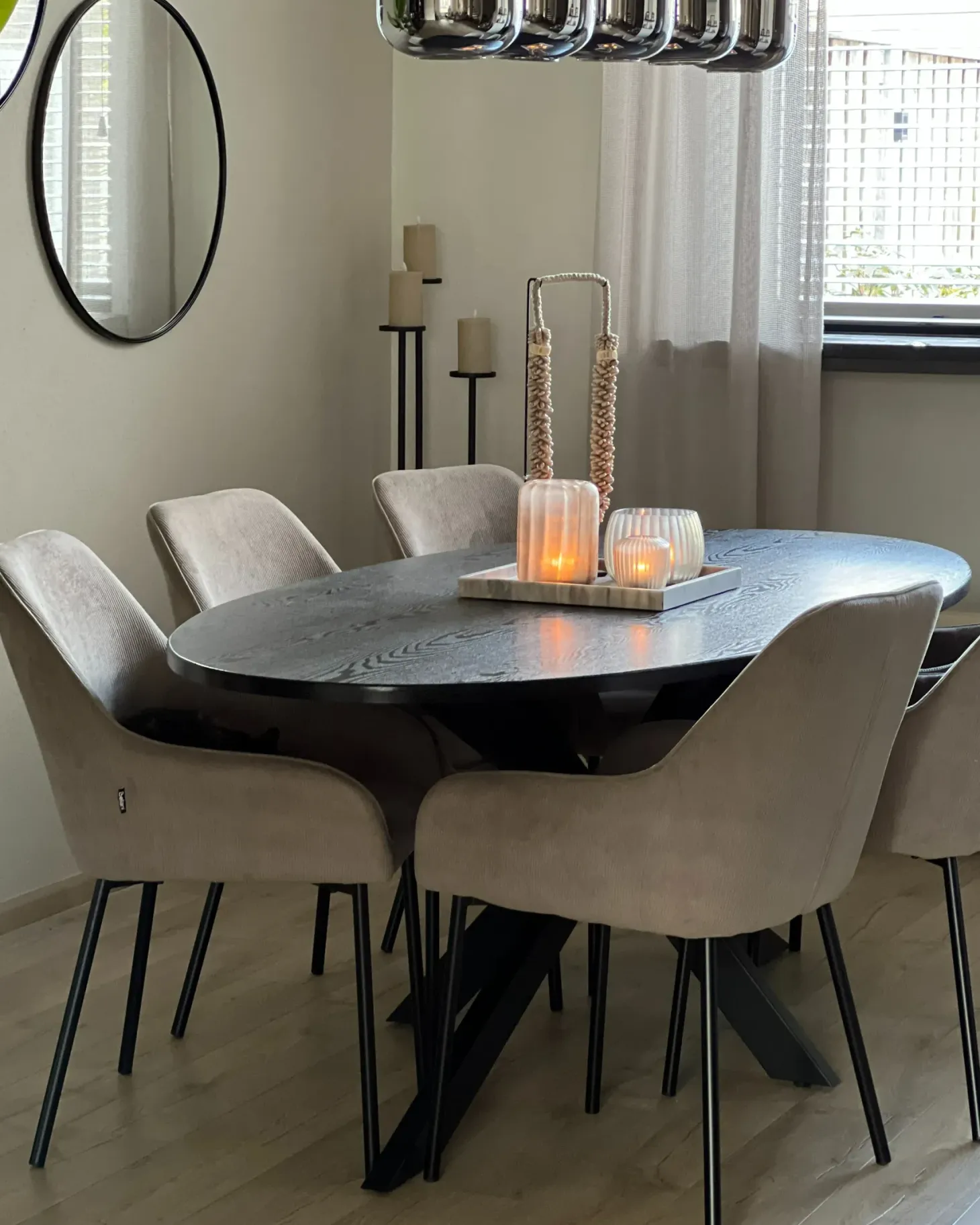 Sæt med 2 spisebordsstole LOVERNA Fløjl Beige