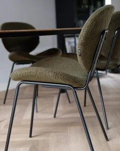 Sæt med 2 spisebordsstole LUANA Boucle Mørkegrøn