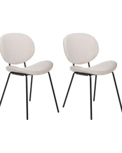 Sæt med 2 spisebordsstole LUANA Velour Lys Beige