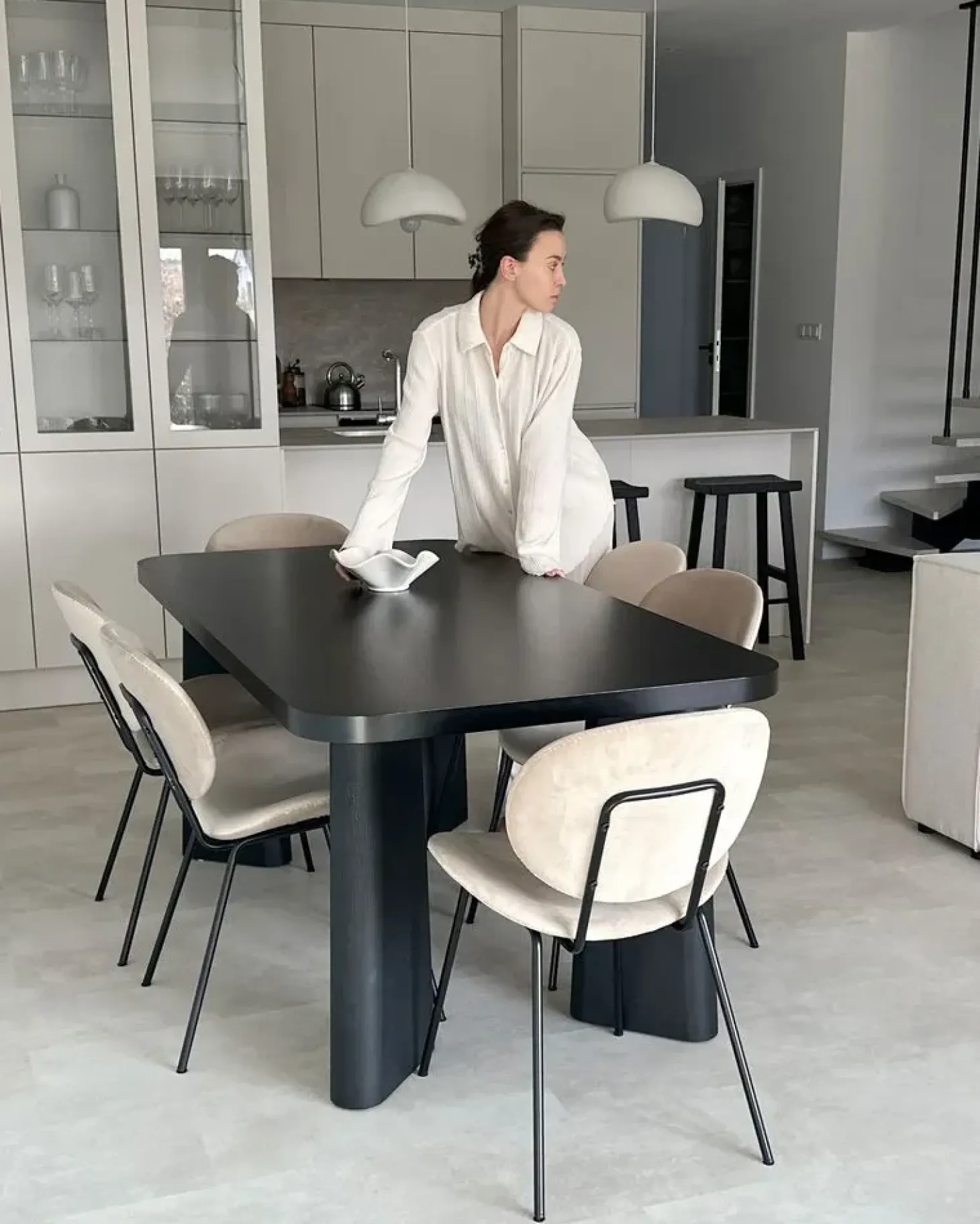 Sæt med 2 spisebordsstole LUANA Velour Lys Beige