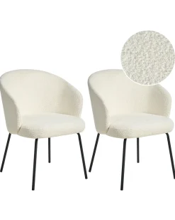 Sæt med 2 spisebordsstole LUDDEN Boucle Lys Beige