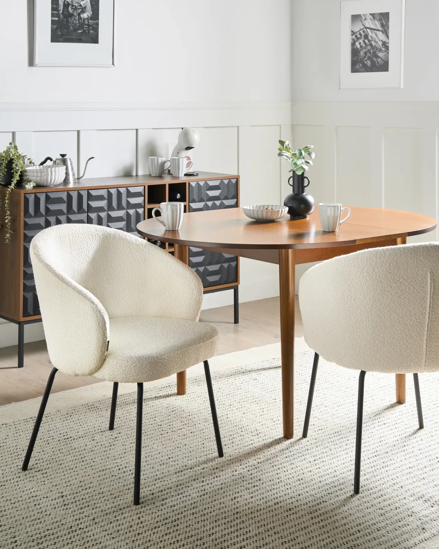 Sæt med 2 spisebordsstole LUDDEN Boucle Lys Beige