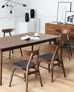 Sæt med 2 spisebordsstole LYNN Træ Mørkebrun/grå