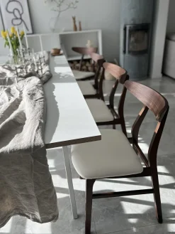 Sæt med 2 spisebordsstole LYNN Træ Mørkebrun/hvid