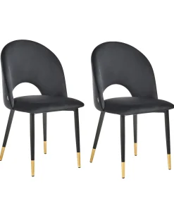 Sæt med 2 spisebordsstole MAGALIA Velour Sort