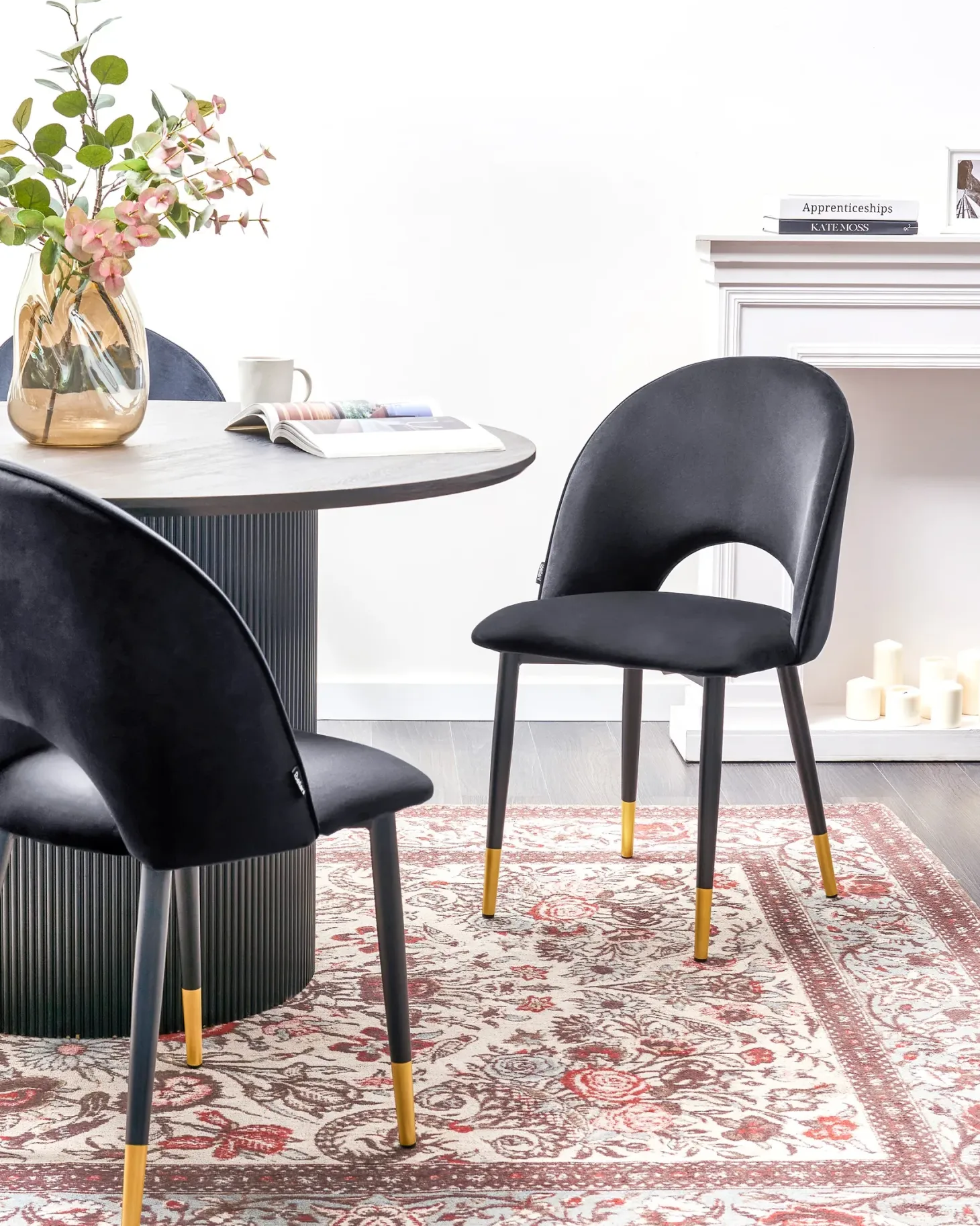 Sæt med 2 spisebordsstole MAGALIA Velour Sort