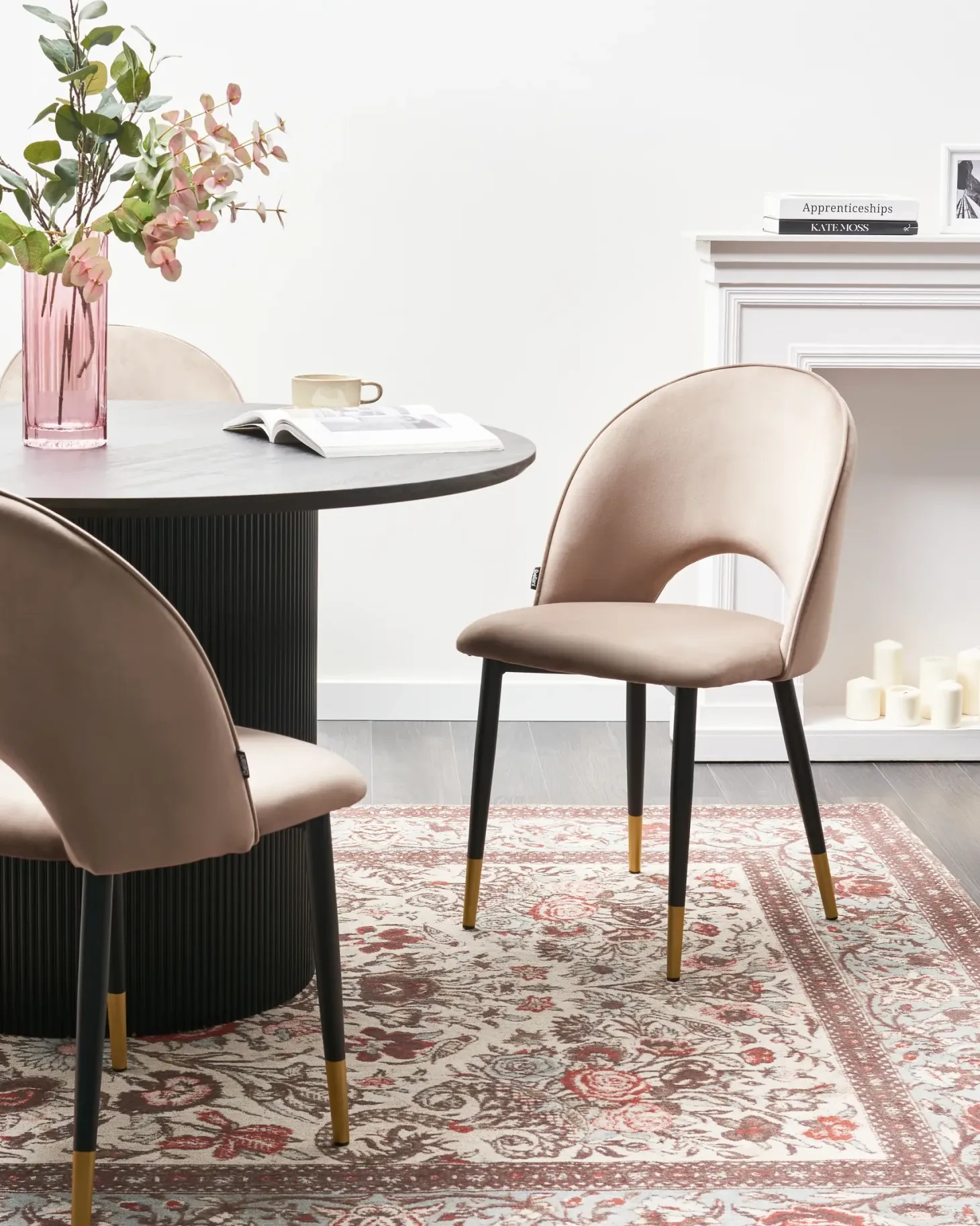 Sæt med 2 spisebordsstole MAGALIA Velour Brungrå
