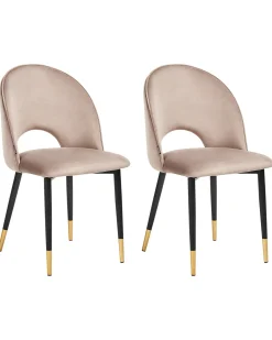 Sæt med 2 spisebordsstole MAGALIA Velour Brungrå