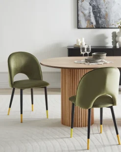 Sæt med 2 spisebordsstole MAGALIA Velour Olivengrøn