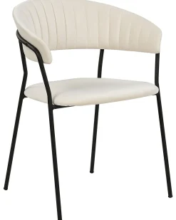 Sæt med 2 spisebordsstole MARIPOSA Velour Cremehvid