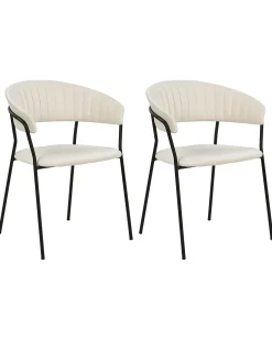 Sæt med 2 spisebordsstole MARIPOSA Velour Cremehvid