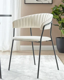 Sæt med 2 spisebordsstole MARIPOSA Velour Cremehvid