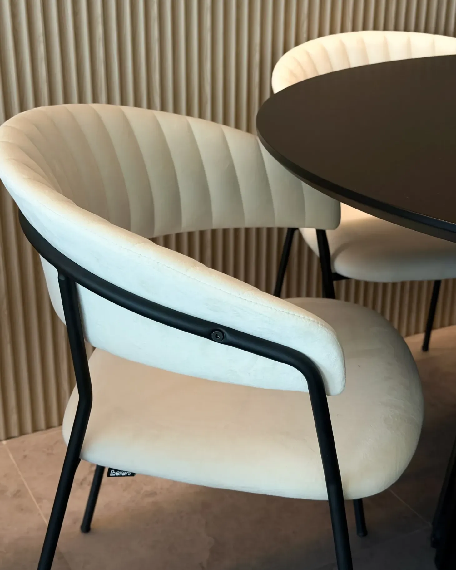 Sæt med 2 spisebordsstole MARIPOSA Velour Cremehvid