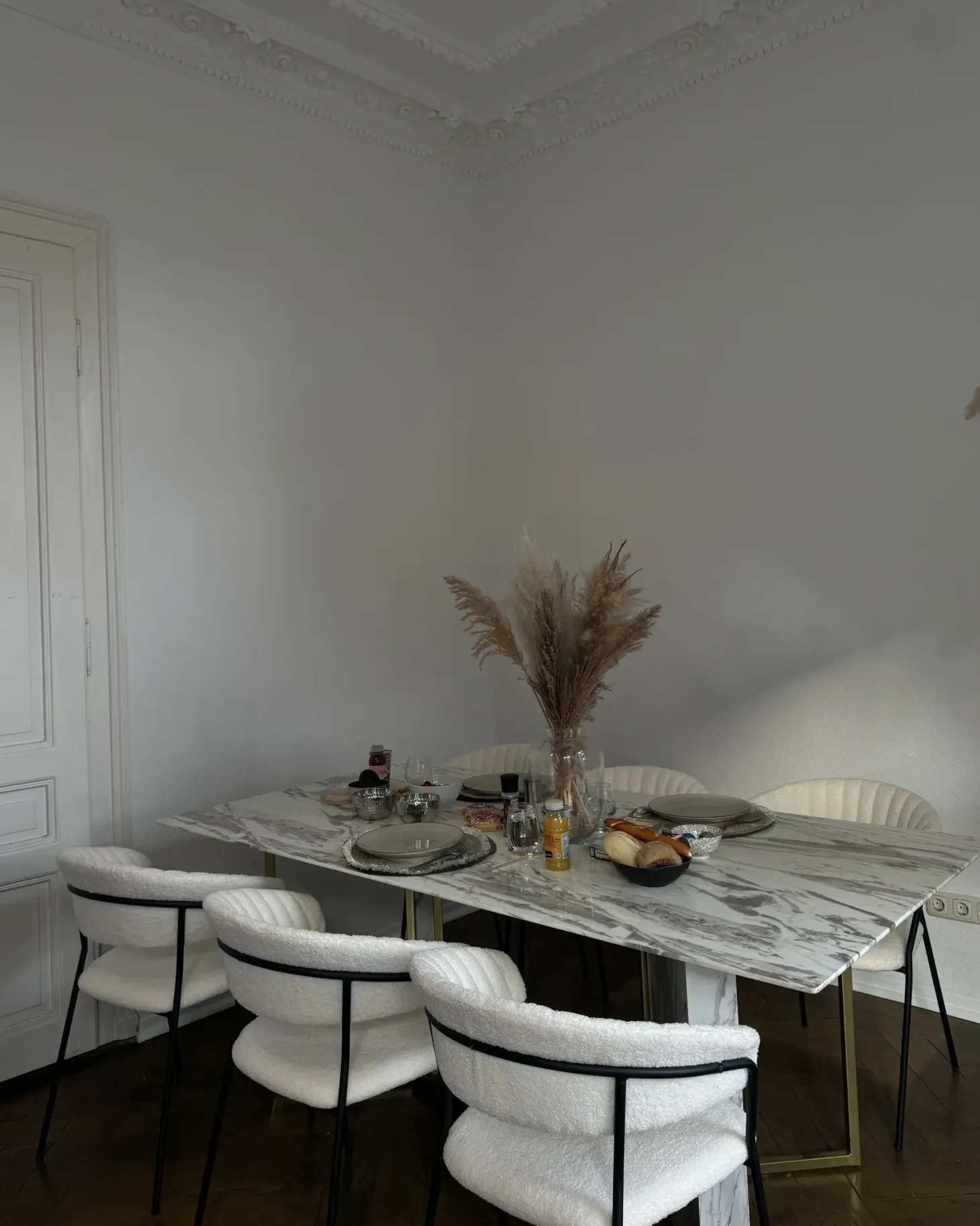 Sæt med 2 spisebordsstole MARIPOSA Velour Cremehvid