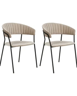 Sæt med 2 spisebordsstole MARIPOSA Velour Brungrå