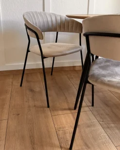Sæt med 2 spisebordsstole MARIPOSA Velour Brungrå