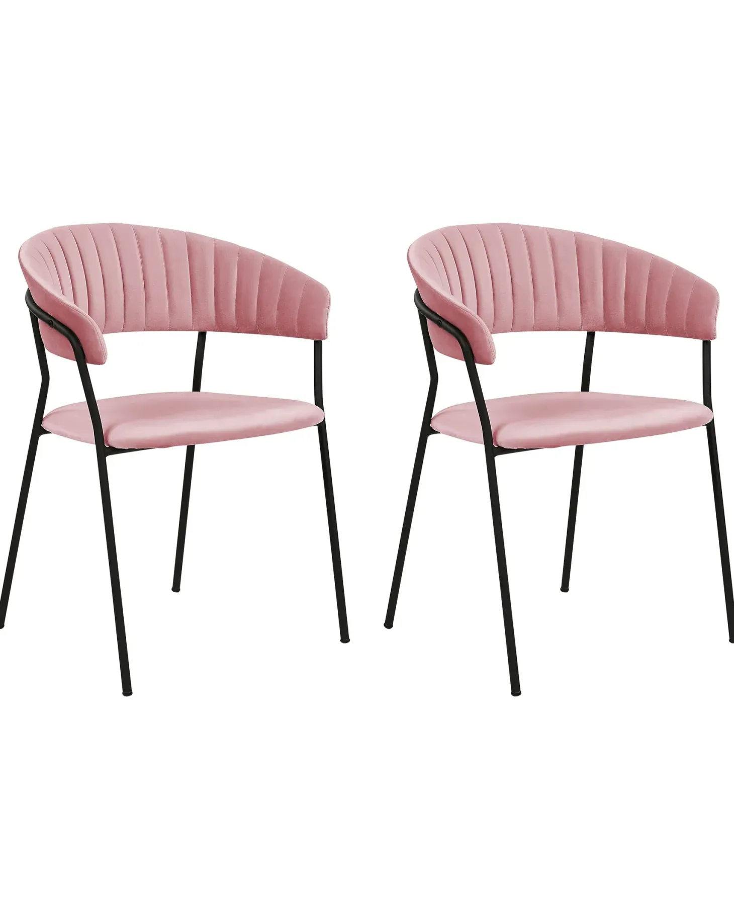 Sæt med 2 spisebordsstole MARIPOSA Velour Lyserød
