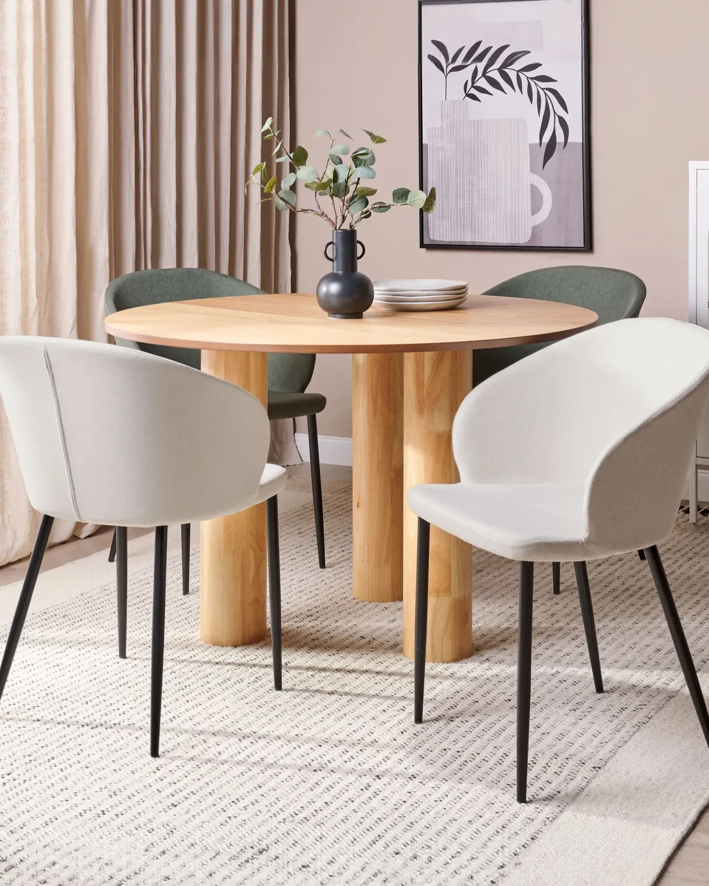 Sæt med 2 spisebordsstole MASON Lys Beige