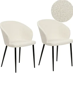 Sæt med 2 spisebordsstole MASON Boucle Cremehvid