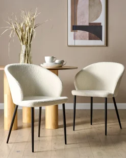 Sæt med 2 spisebordsstole MASON Boucle Cremehvid