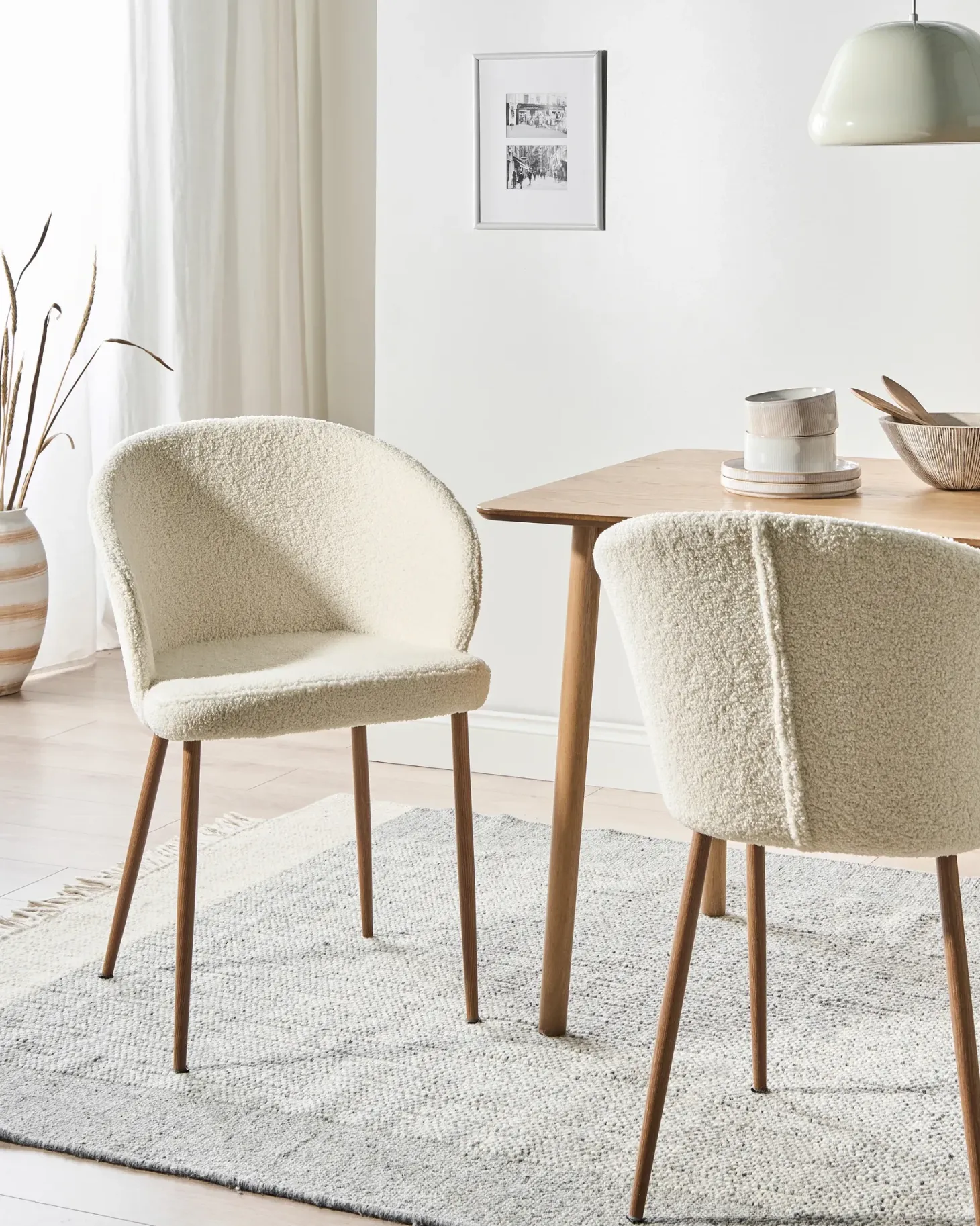 Sæt med 2 spisebordsstole MASON Boucle