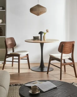 Sæt med 2 spisebordsstole MAYER Råhvid/brun