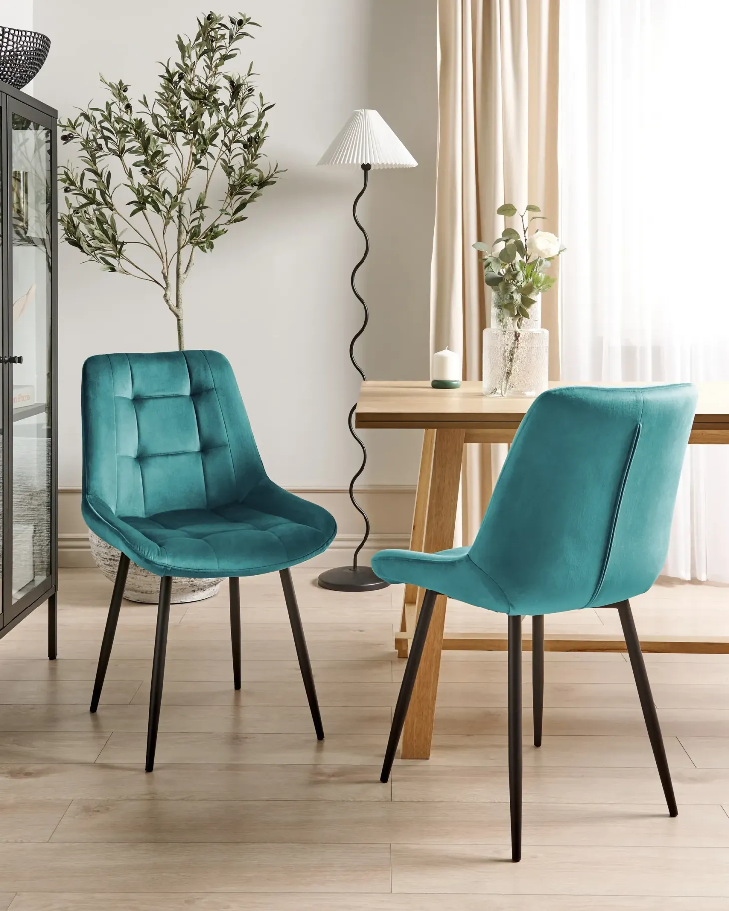 Sæt med 2 spisebordsstole MELROSE Velour Turkis