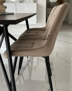 Sæt med 2 spisebordsstole MELROSE Velour Brungrå