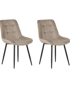 Sæt med 2 spisebordsstole MELROSE Velour Brungrå