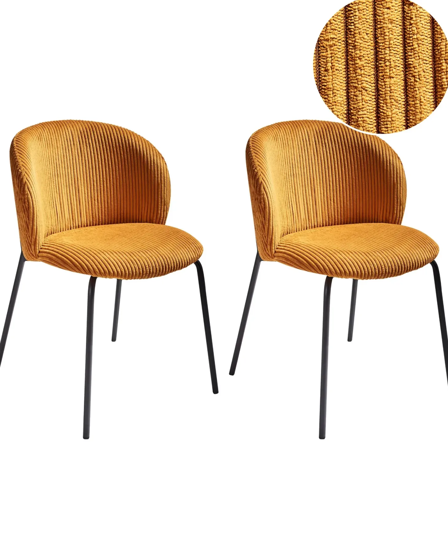 Sæt med 2 spisebordsstole MILES Fløjl Orange
