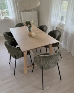 Sæt med 2 spisebordsstole MILES Fløjl Olivengrøn
