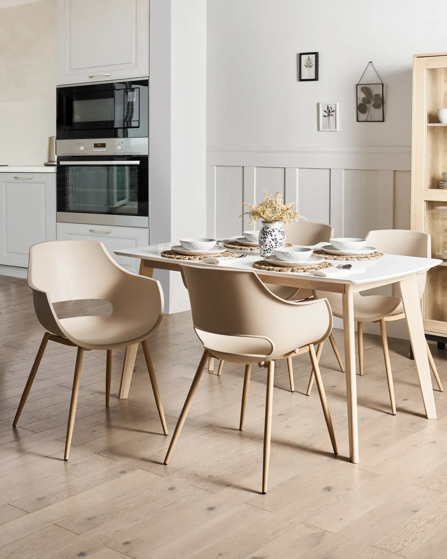 Sæt med 4 spisebordsstole MILLERS Beige